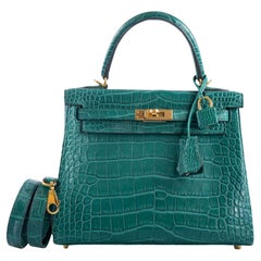 Kelly 25 alligator handbag Hermès Brown in Alligator - 28401979