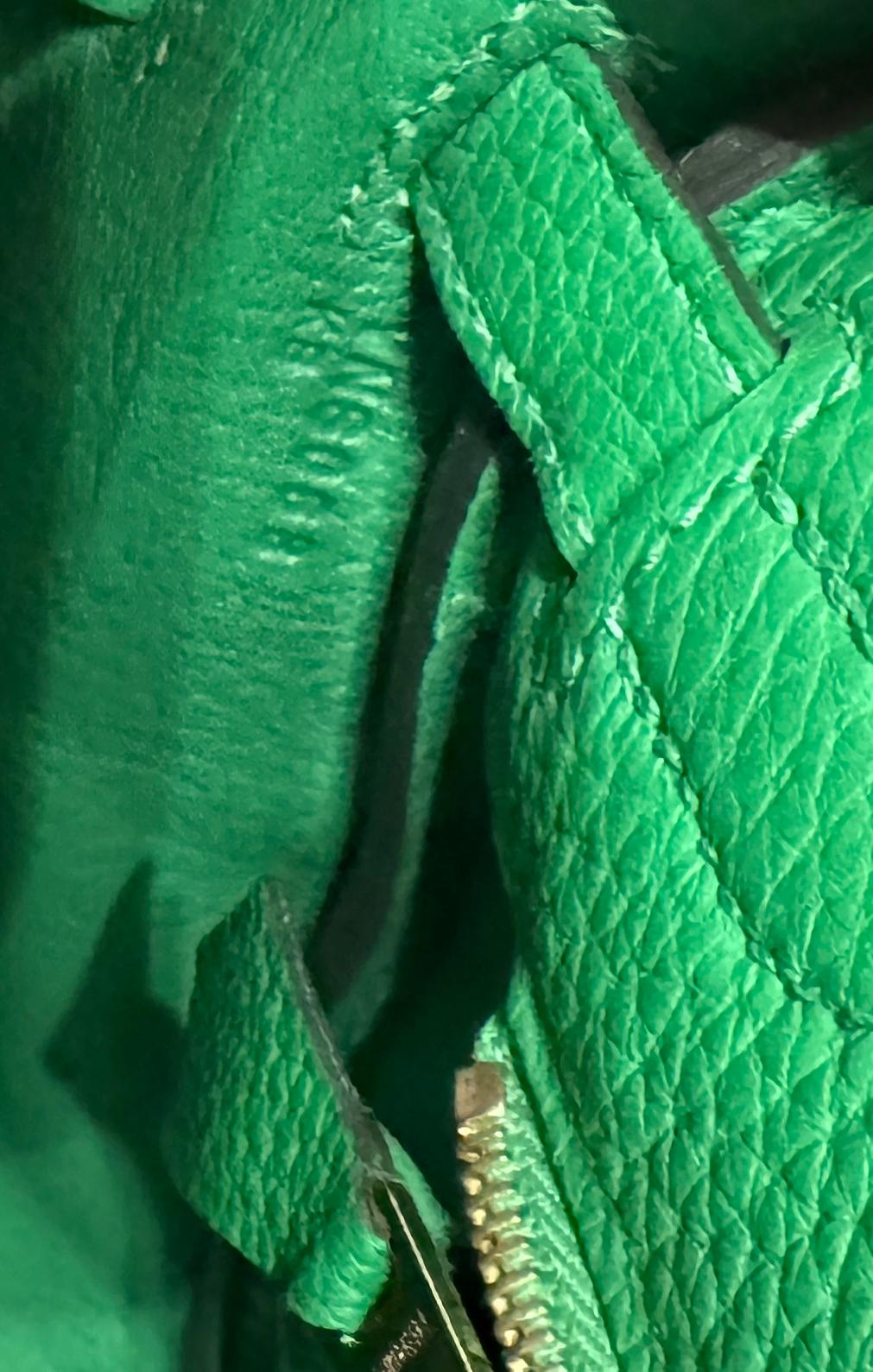 Hermes Kelly 25 Bambú Verde Togo Piel Herraje Dorado NUEVO 2