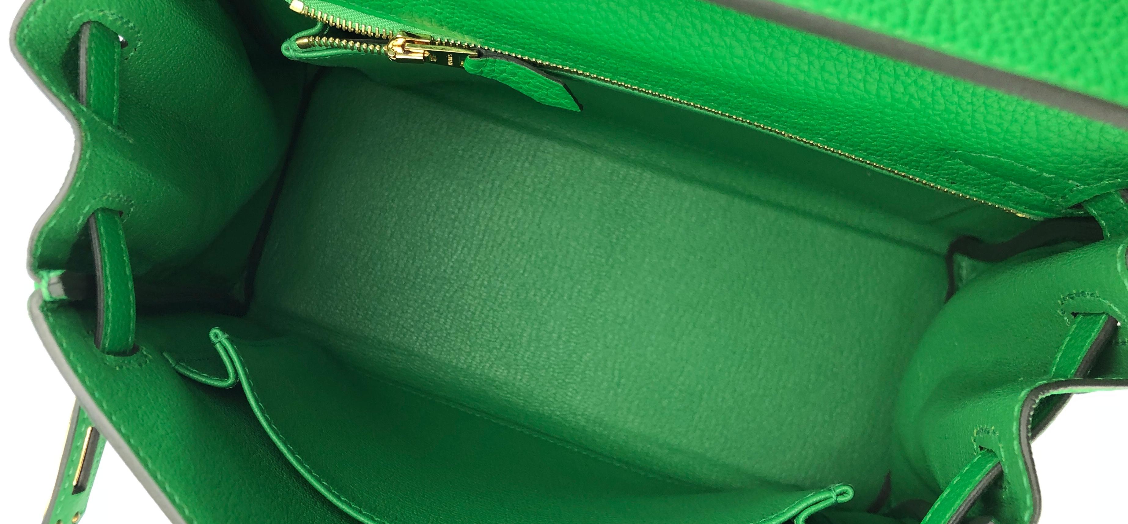 Hermes Kelly 25 Bamboo Green Togo Leather Gold Hardware NEW 2