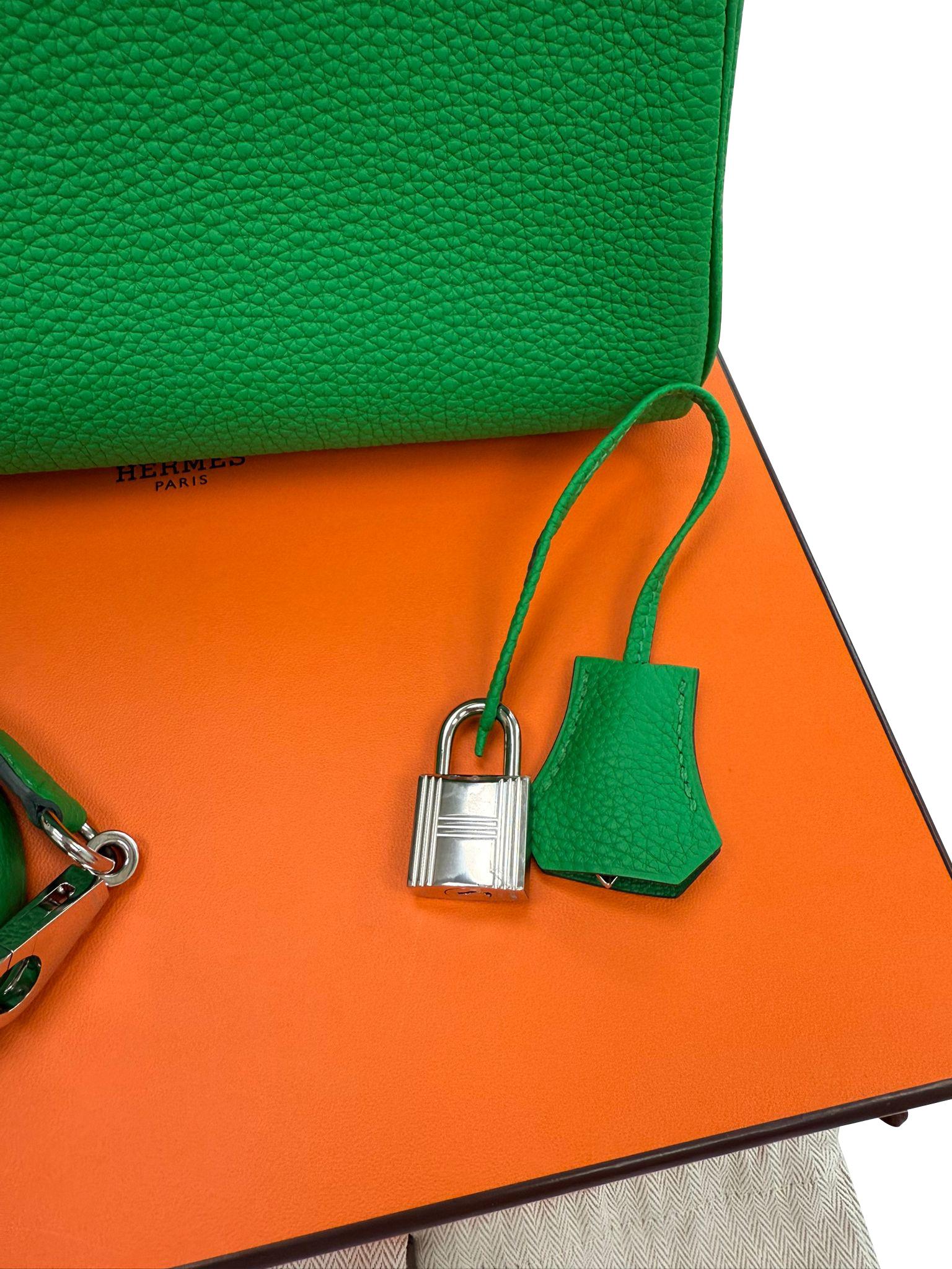 Hermes Kelly 25 Bamboo in pelle di Togo con hardware Palladium in vendita 13