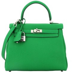 Hermes Kelly 25 Bamboo Togo Leather with Palladium Hardware Handbag