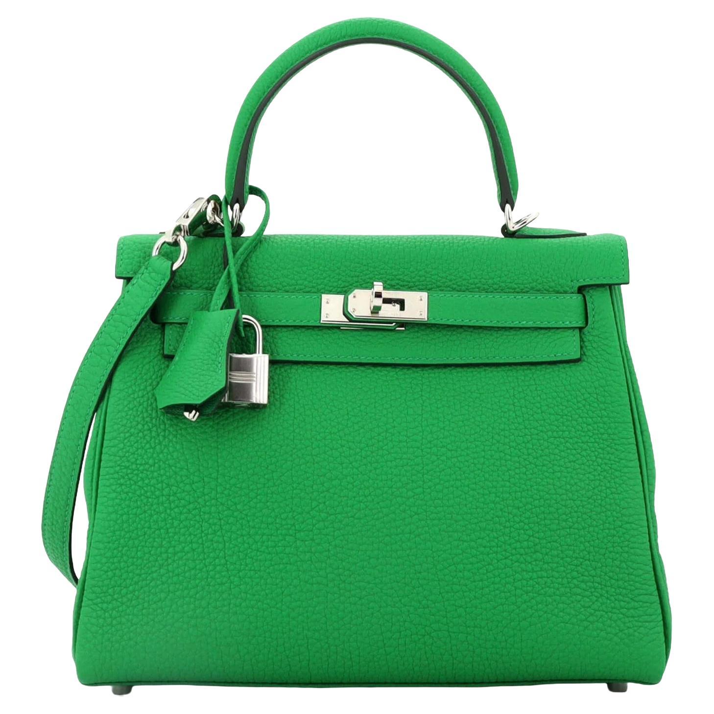 Hermes Kelly 25 Bamboo Togo Leather with Palladium Hardware Sac à main