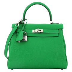 Hermes Kelly 25 Bamboo Togo Leder mit Palladium Hardware Handtasche