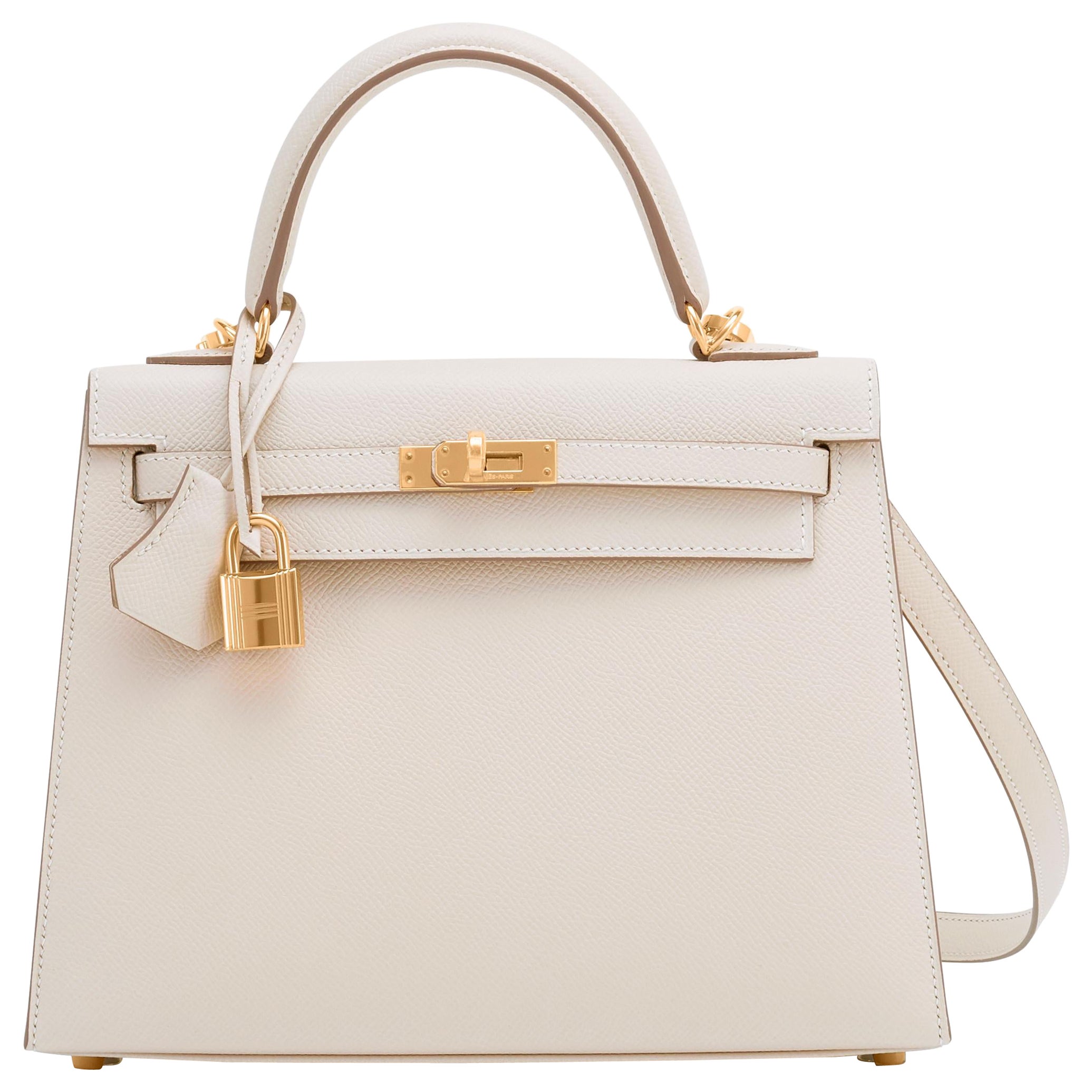 Hermes Kelly 25 Bi-Color Craie Lime Gold Cross-Body Bag World Exclusive VIP