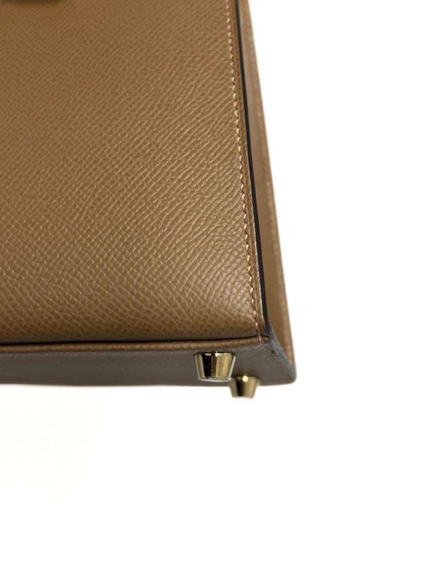 Hermes Kelly 25 Biscuit And Pink Epsom Leather For Sale 5