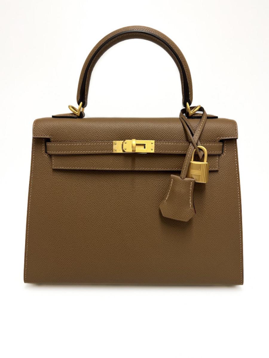 Women's or Men's Hermes Kelly 25 Biscuit And Pink Epsom Leather For Sale