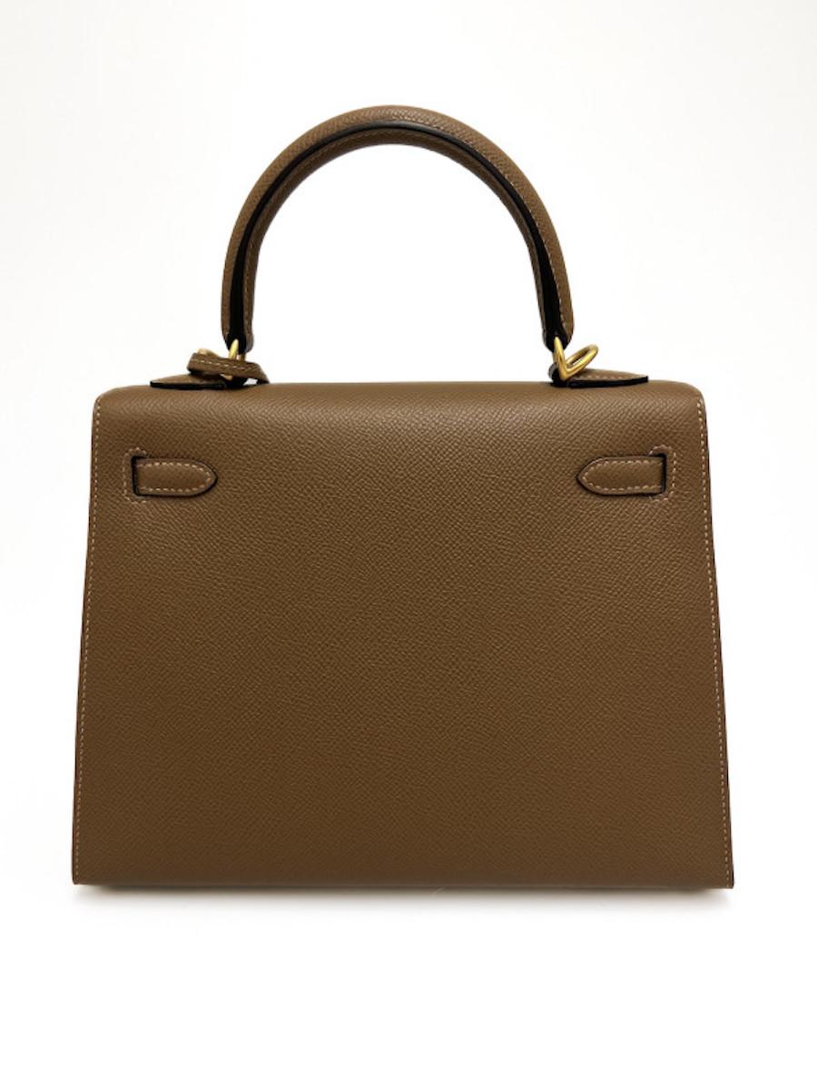 Hermes Kelly 25 Biscuit And Pink Epsom Leather For Sale 2