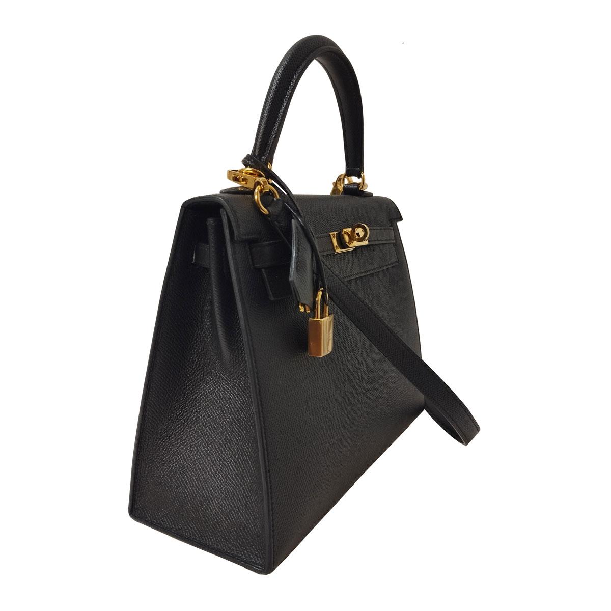 Hermès Kelly 25 Noir Epsom Gold Excellent état à Gazzaniga (BG), IT