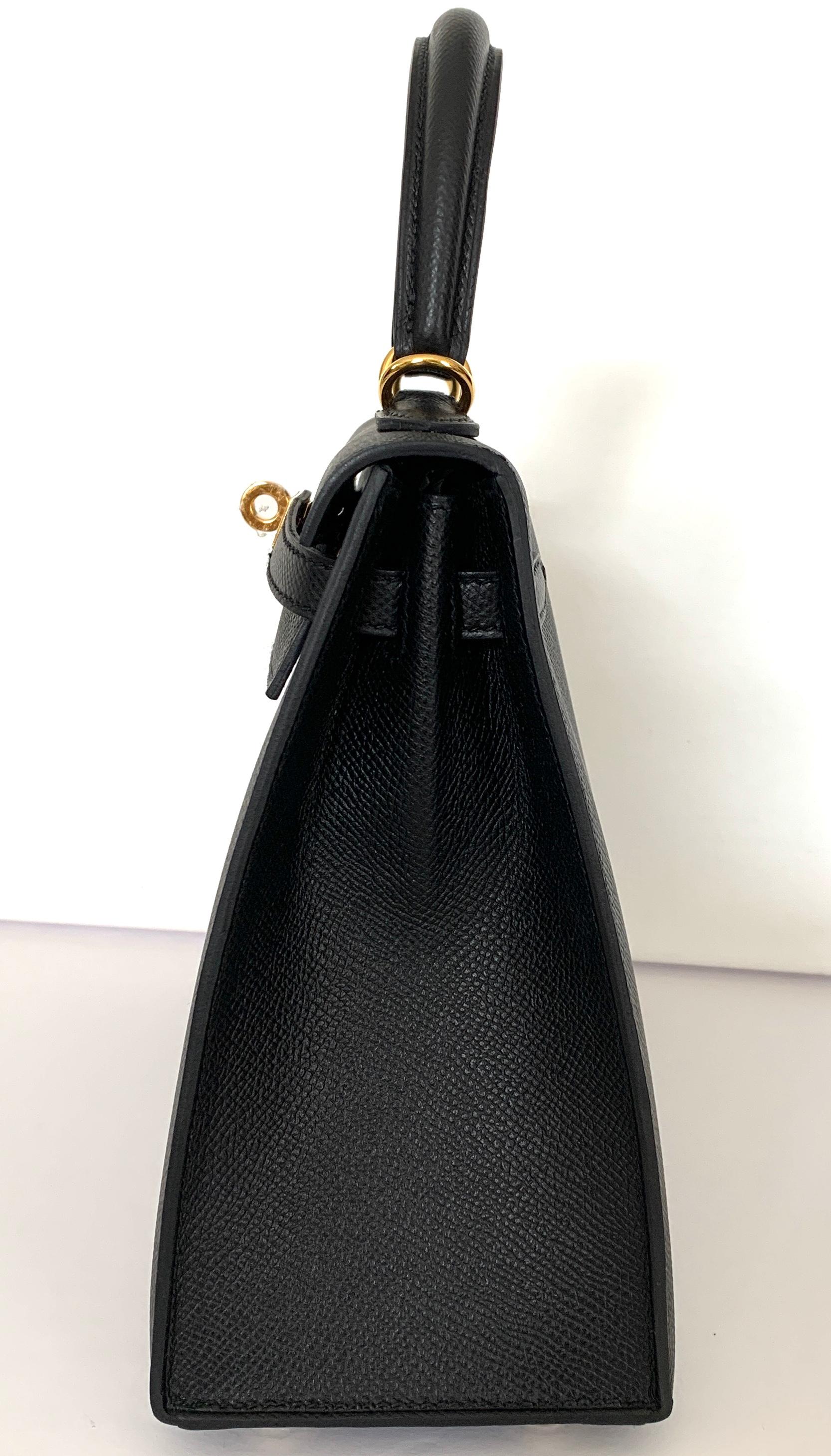 Hermes  Kelly 25 Black Epsom Sellier Bag Gold Hardware 4