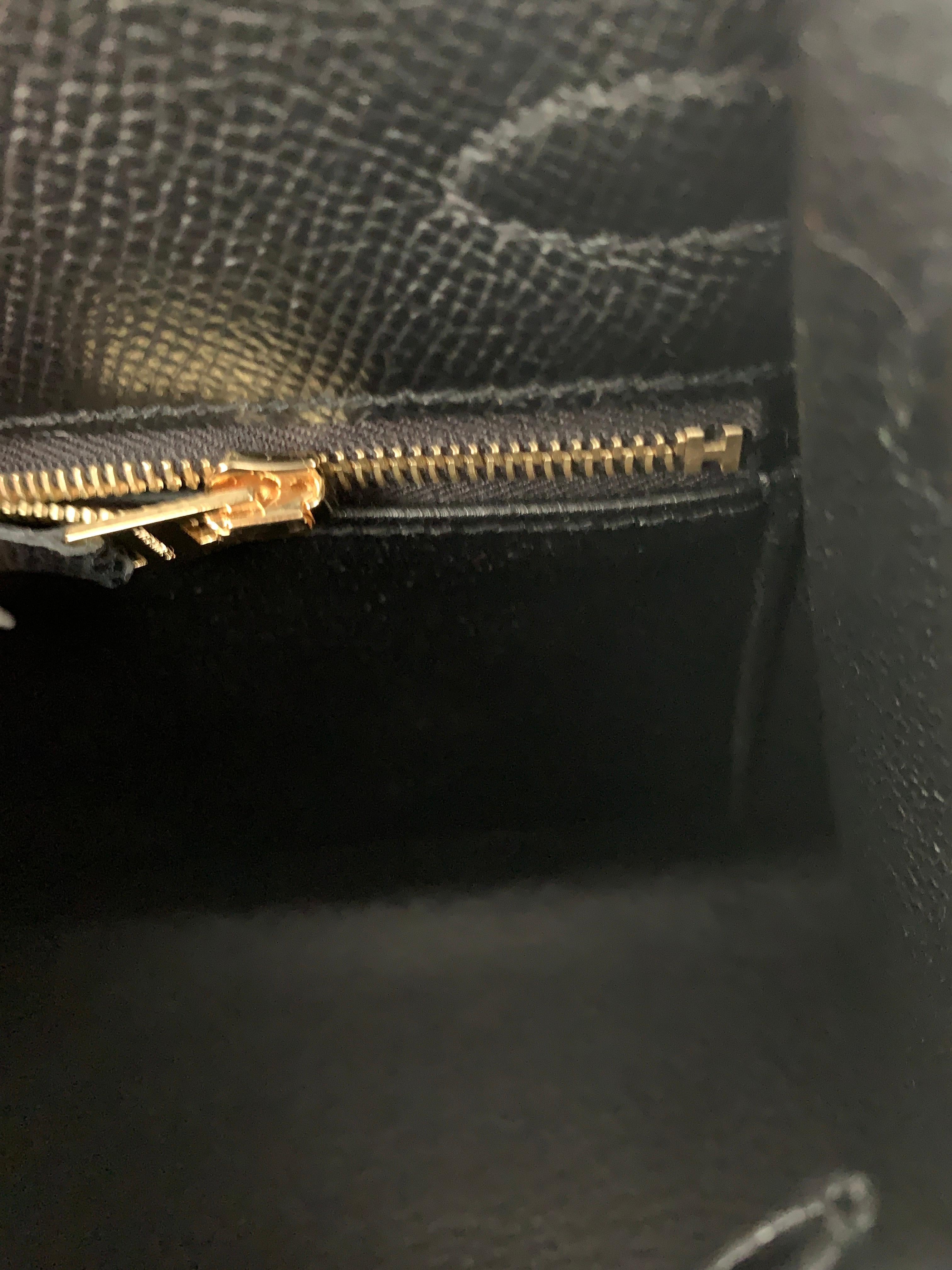 Hermes  Kelly 25 Black Epsom Sellier Bag Gold Hardware 6