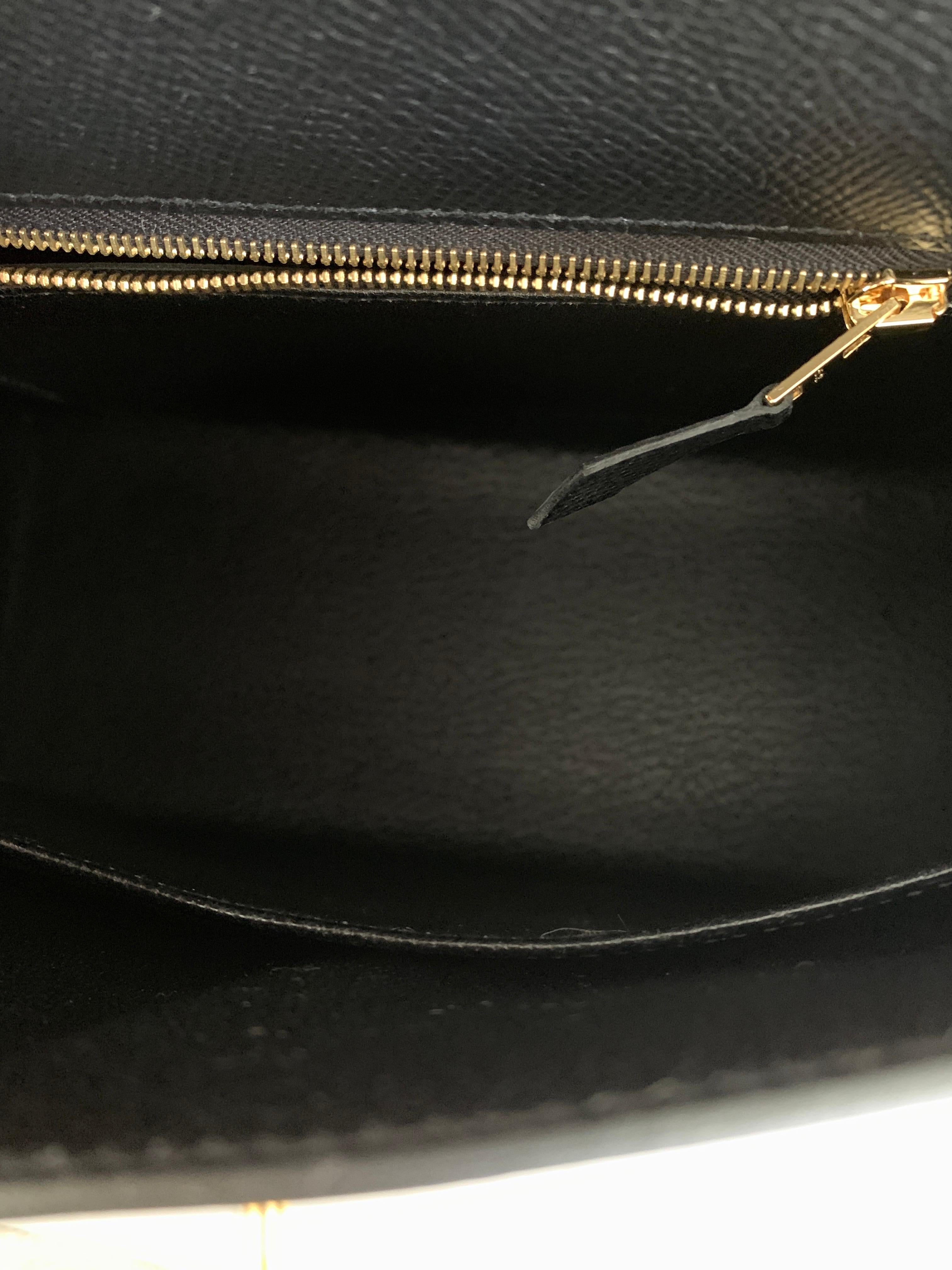 Hermes  Kelly 25 Black Epsom Sellier Bag Gold Hardware 7