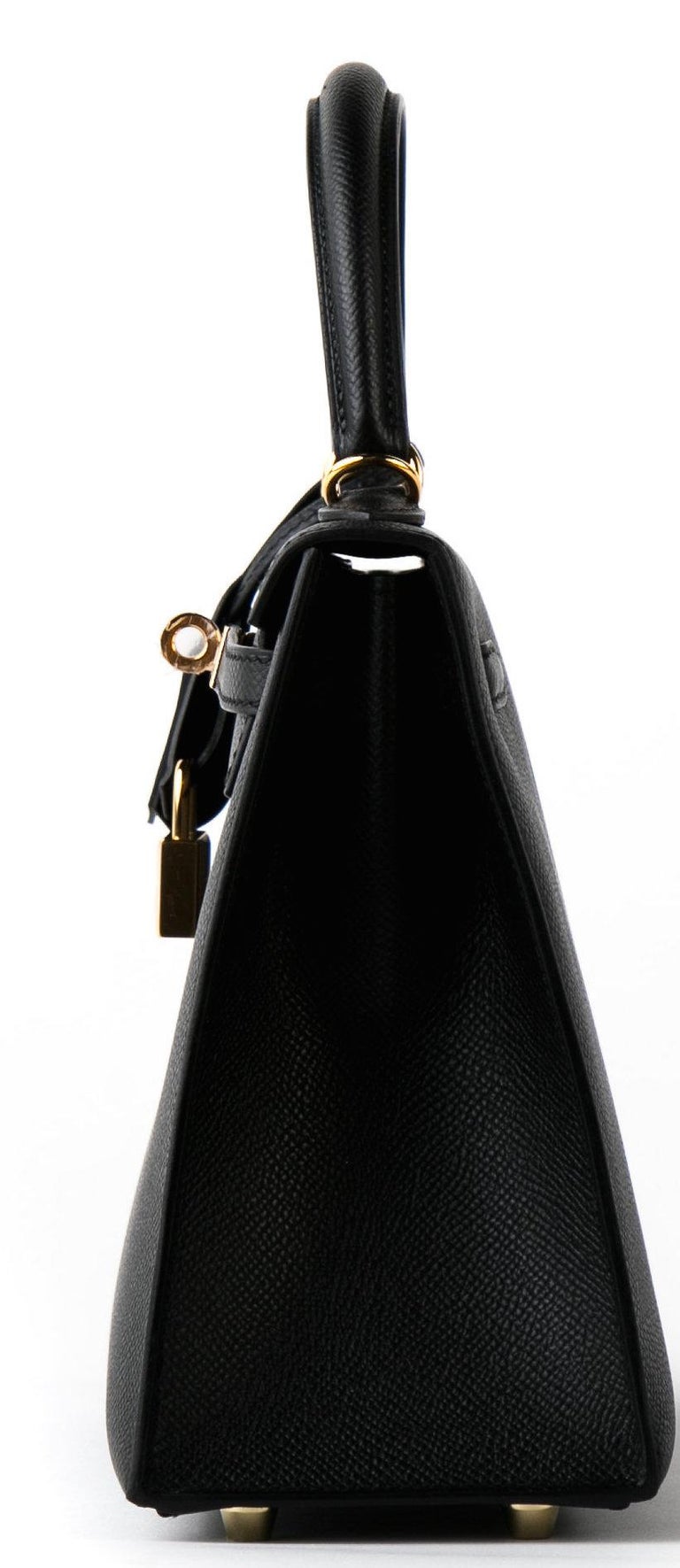 Hermes Kelly 25 Black Epsom Sellier Bag Gold Hardware at 1stDibs