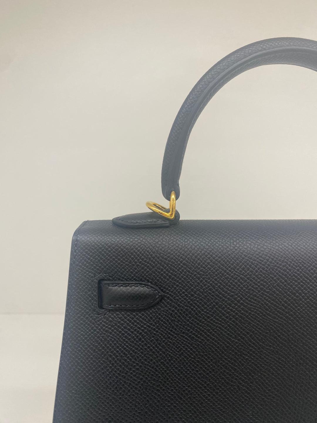 Hermes Kelly 25 Black GHW  In Excellent Condition In Double Bay, AU