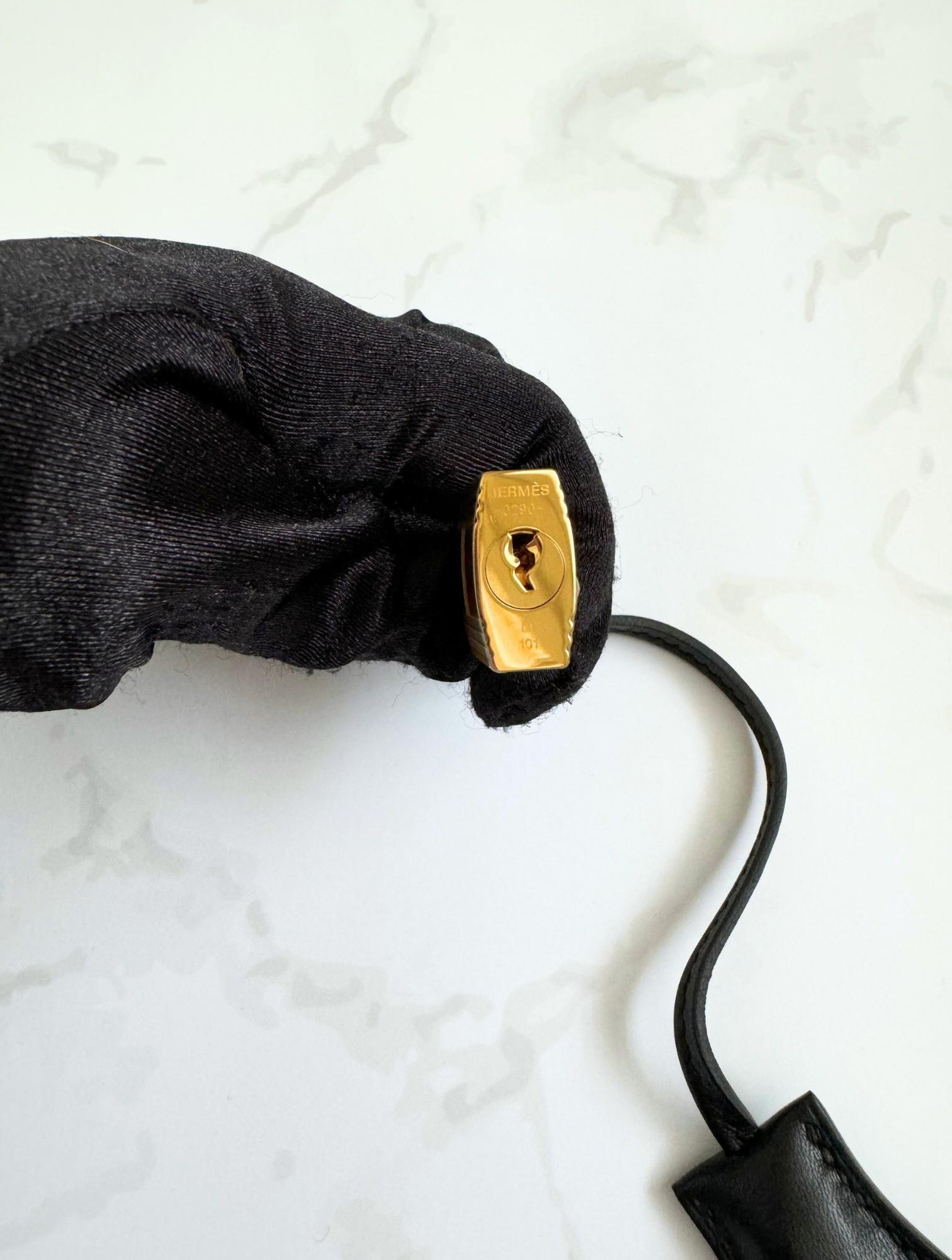 Hermes Kelly 25 Nero Tadelakh Sellier Oro HW Completo Ricevuta Originale 2022 in vendita 9