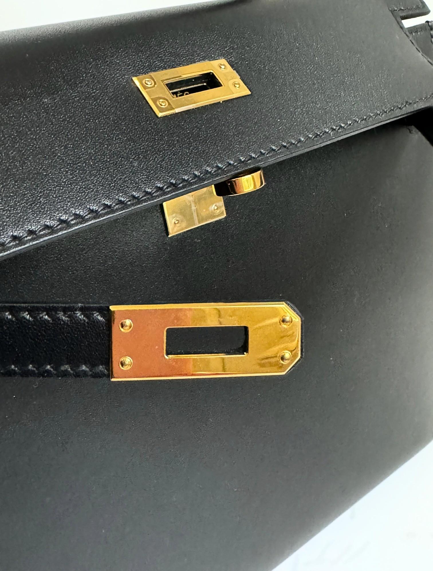Hermes Kelly 25 Nero Tadelakh Sellier Oro HW Completo Ricevuta Originale 2022 in vendita 12