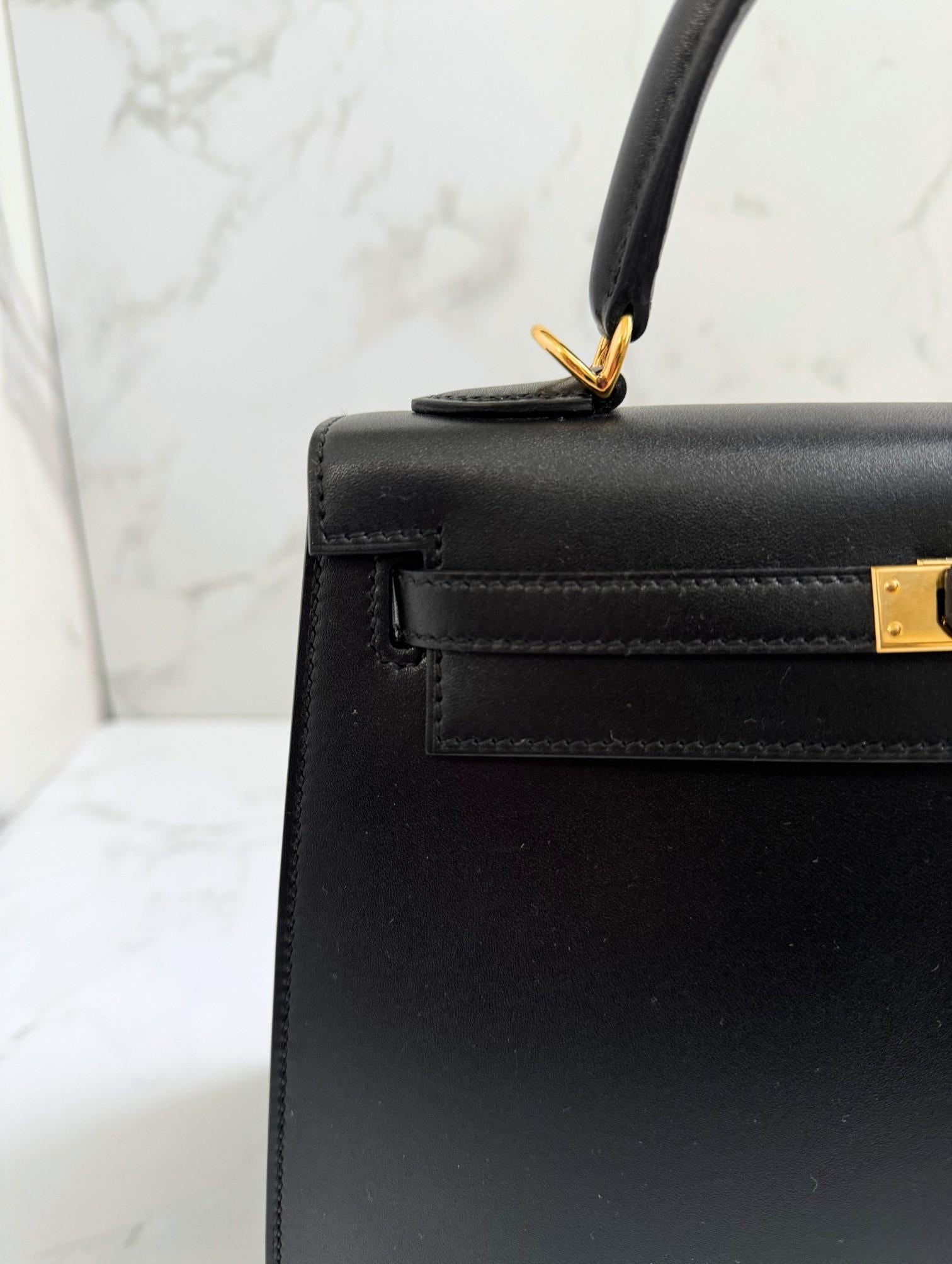 Hermes Kelly 25 Nero Tadelakh Sellier Oro HW Completo Ricevuta Originale 2022 in vendita 13