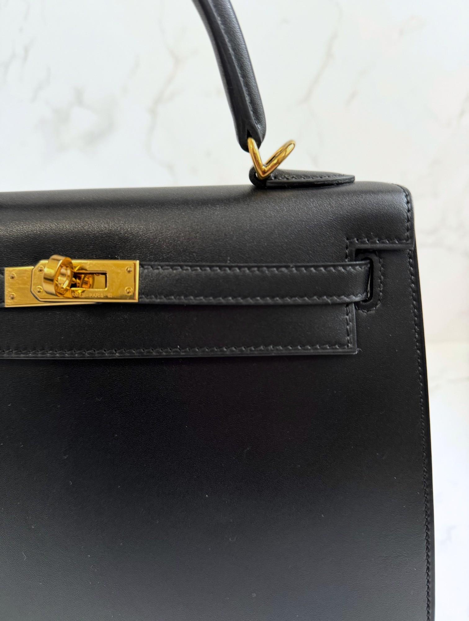 Hermes Kelly 25 Nero Tadelakh Sellier Oro HW Completo Ricevuta Originale 2022 in vendita 14