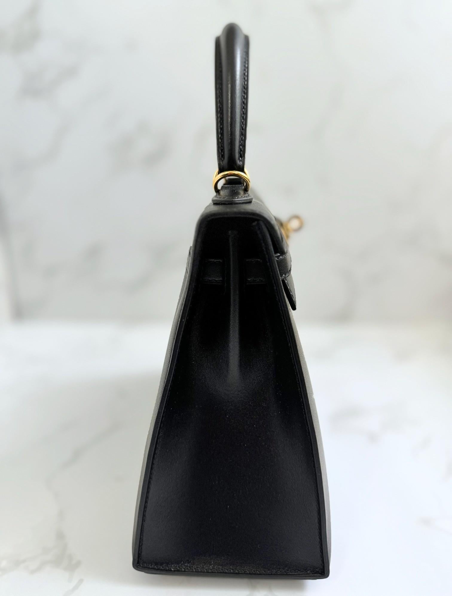 Hermes Kelly 25 Nero Tadelakh Sellier Oro HW Completo Ricevuta Originale 2022 in vendita 2