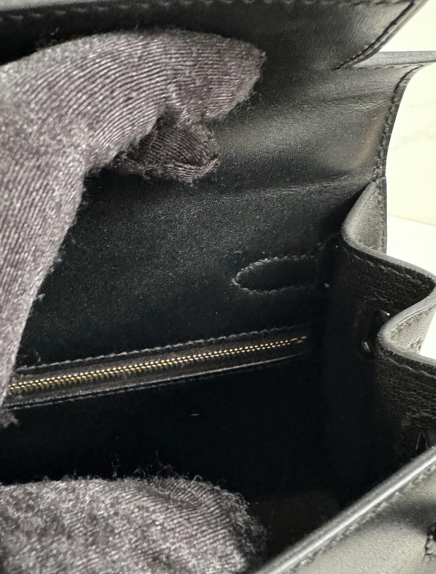 Hermes Kelly 25 Nero Tadelakh Sellier Oro HW Completo Ricevuta Originale 2022 in vendita 3