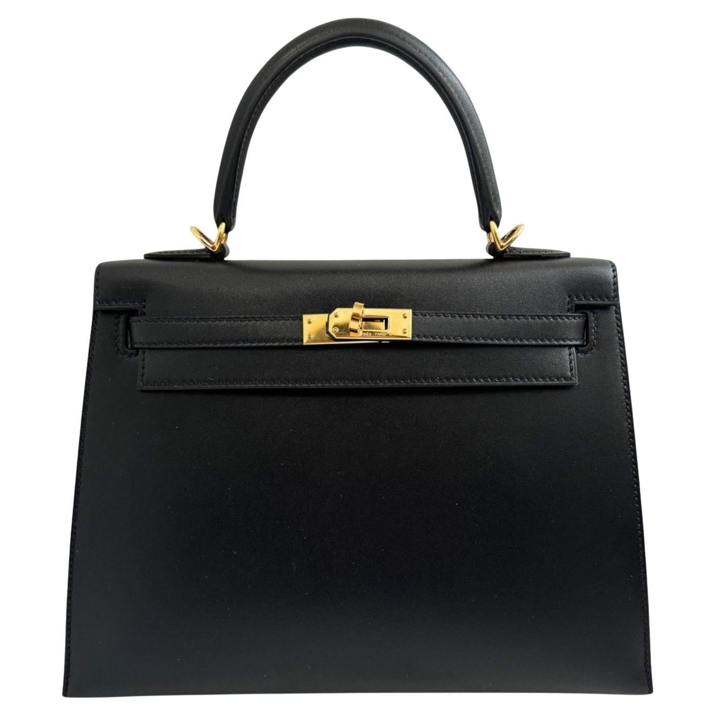Hermes Kelly 25 Nero Tadelakh Sellier Oro HW Completo Ricevuta Originale 2022 in vendita