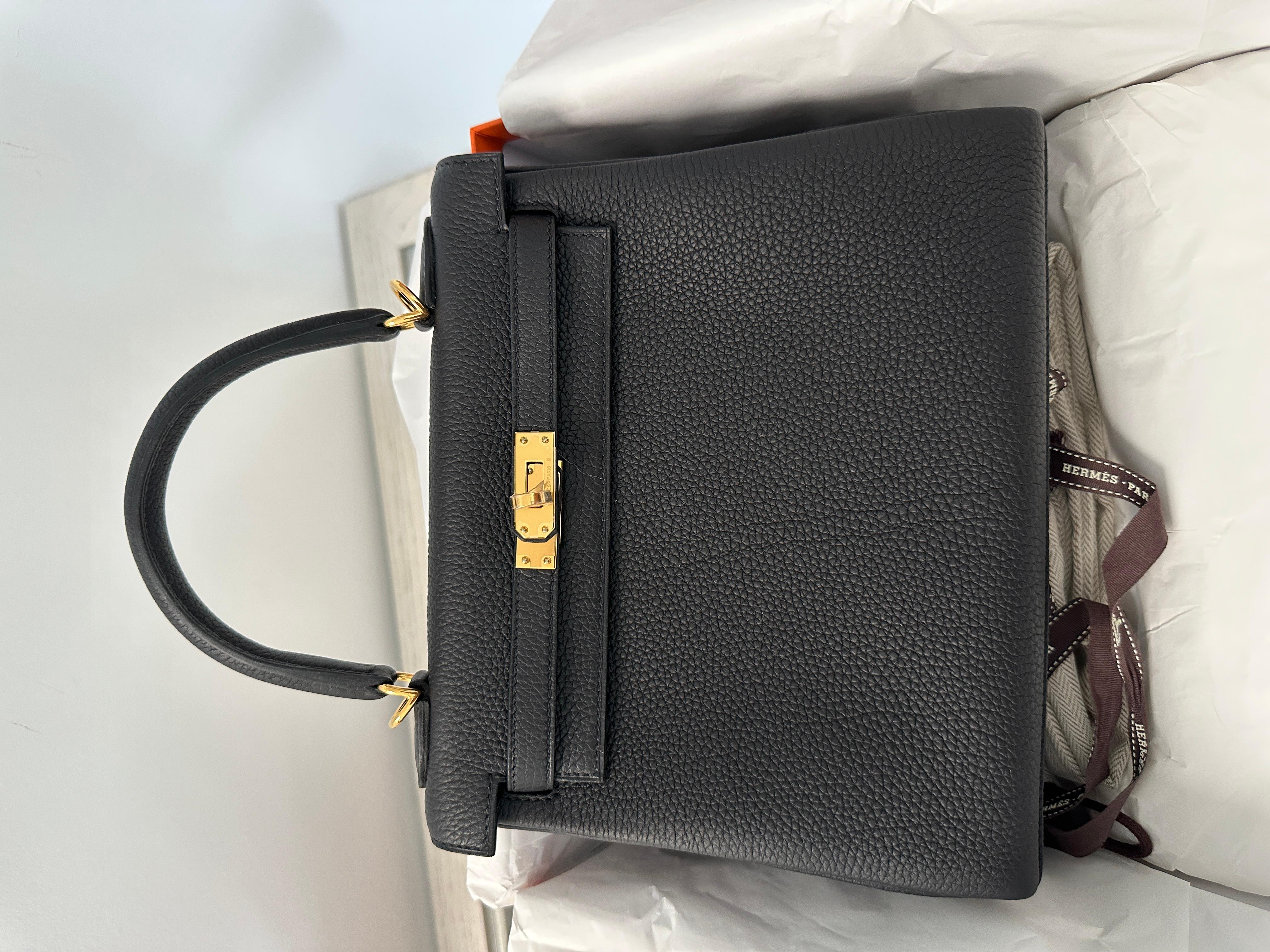 Hermes Kelly 25 Black Togo Gold Hardware New 2022 U Stamp  4