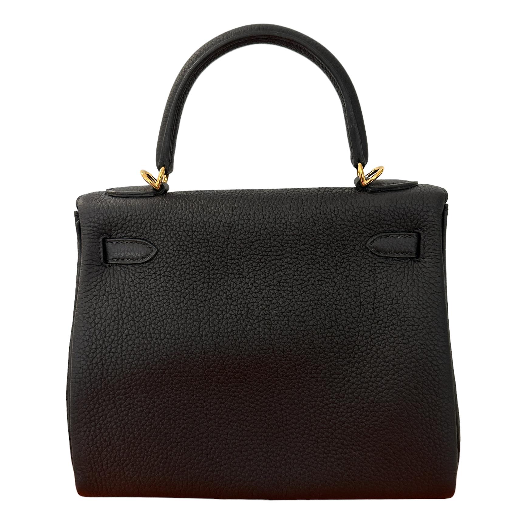 Hermes Kelly 25 Black Togo Gold Hardware New 2022 U Stamp  In New Condition In West Chester, PA