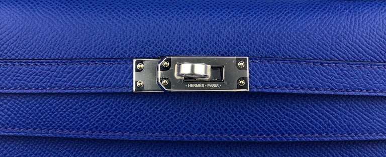 Hermes Kelly 25 Blue Bleu Royal Sellier Shoulder Bag Palladium Hardware 2022 NEW 2