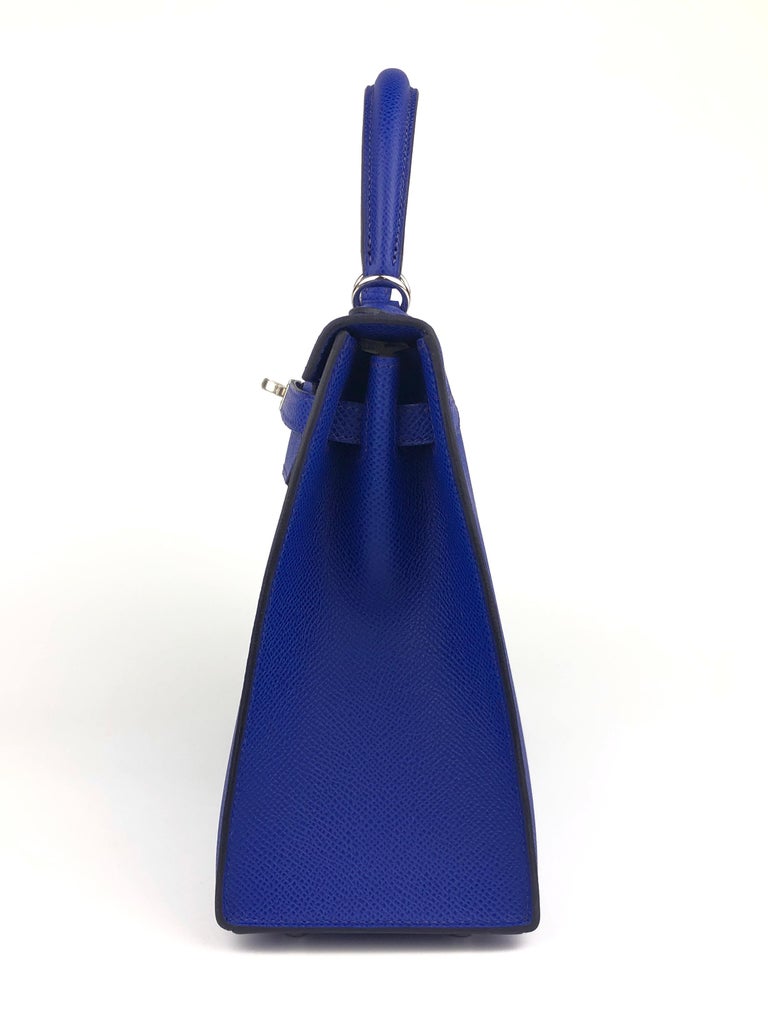 Hermes Kelly 25 Blue Bleu Royal Sellier Shoulder Bag Palladium Hardware 2022 NEW 4