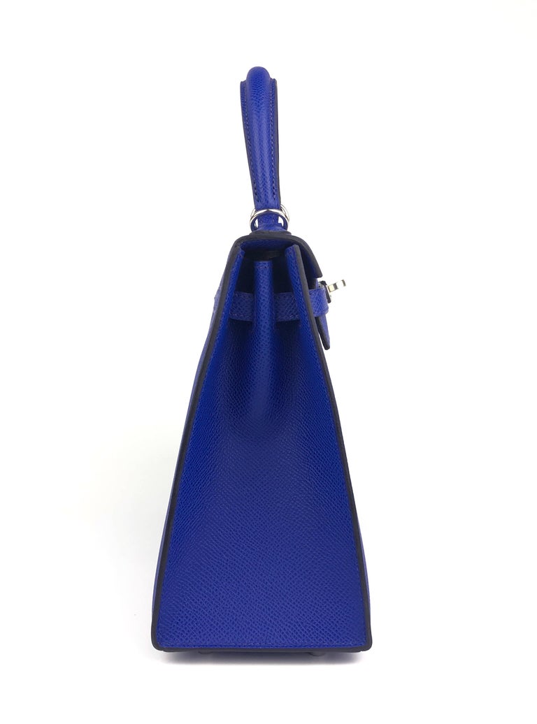 Hermes Kelly 25 Blue Bleu Royal Sellier Shoulder Bag Palladium Hardware 2022 NEW 5
