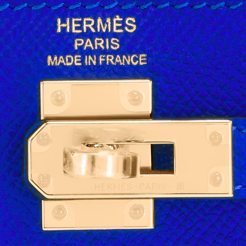 Hermes Kelly 25 Blue Electric Epsom Gold Sellier Shoulder Bag NEW ULTRA RARE 5