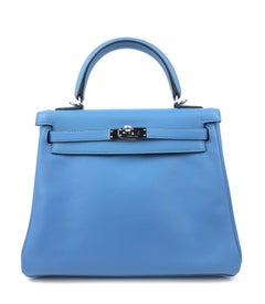 Hermes Kelly 25 Blue Paradise Palladium Hardware