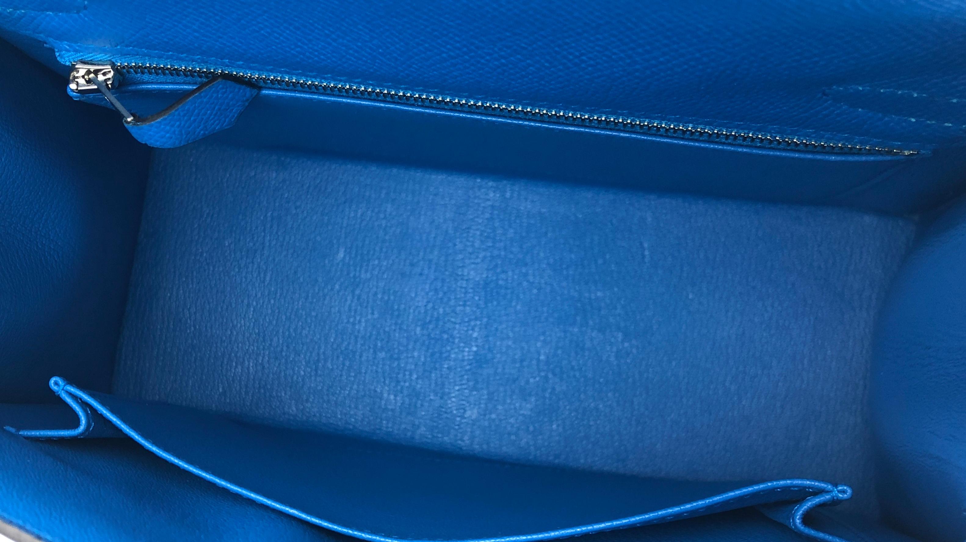 Hermes Kelly 25 Blue Zanzibar Sellier Shoulder Bag Palladium Hardware 5