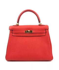 Hermes Kelly 25 Bougainvillea Red Pink With Gold Hardware