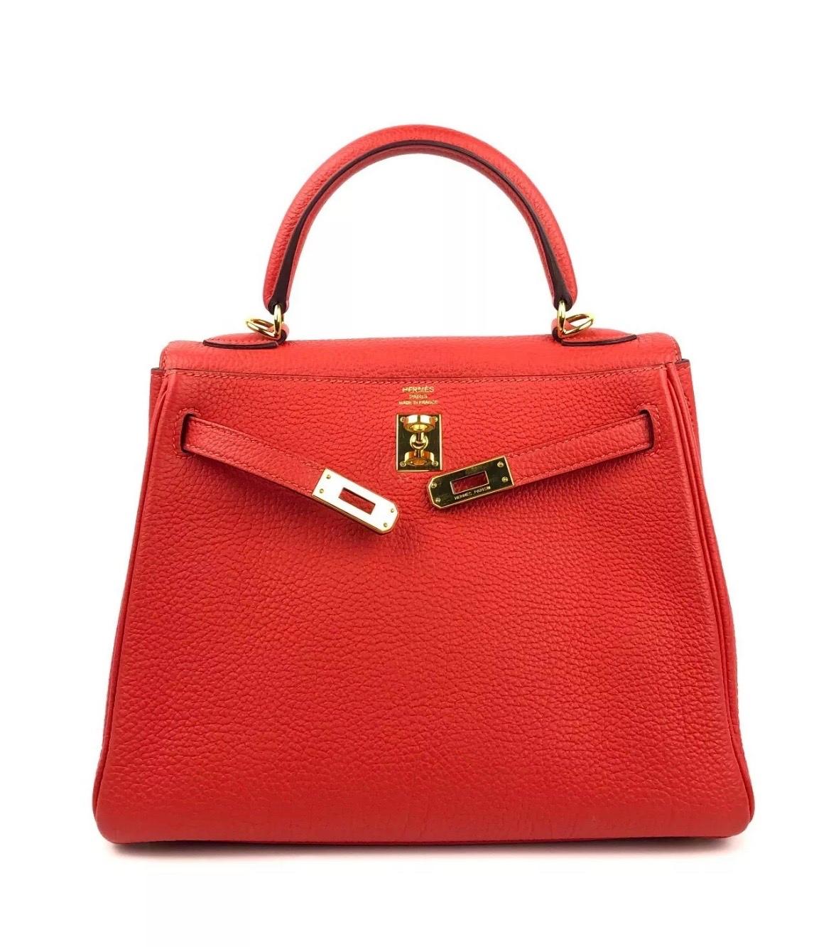 Hermes Kelly 25 Bougainvillea Red Pink With Gold Hardware at 1stDibs ...