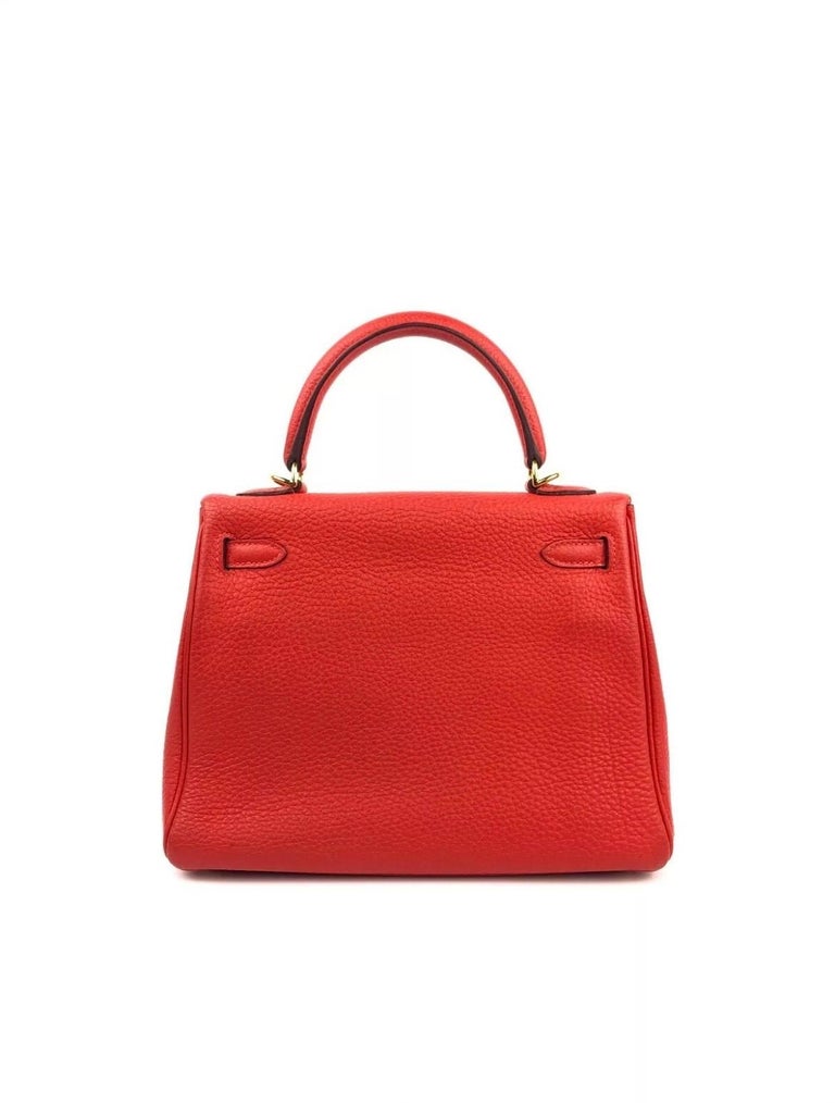 Hermes Kelly 25 Bougainvillea Red Pink With Gold Hardware at 1stDibs