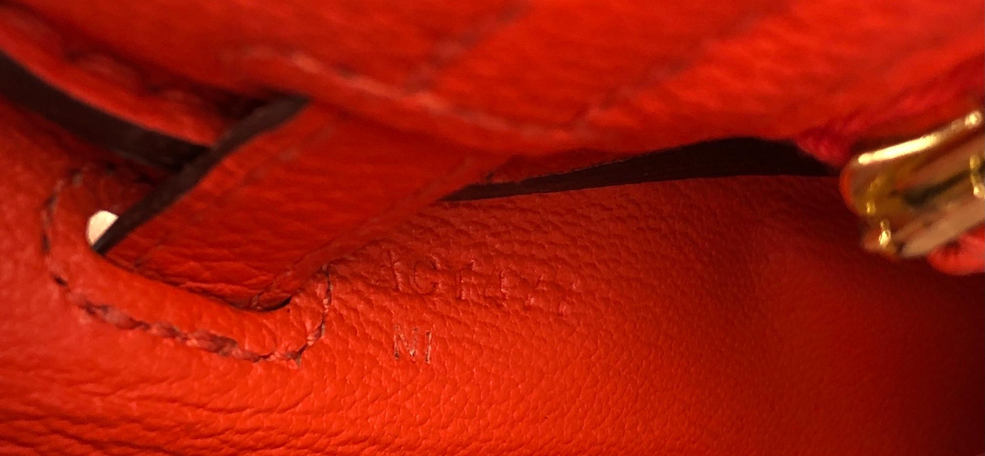 Women's or Men's Hermes Kelly 25 Capucine Orange Red Gold Hardware With Plastic