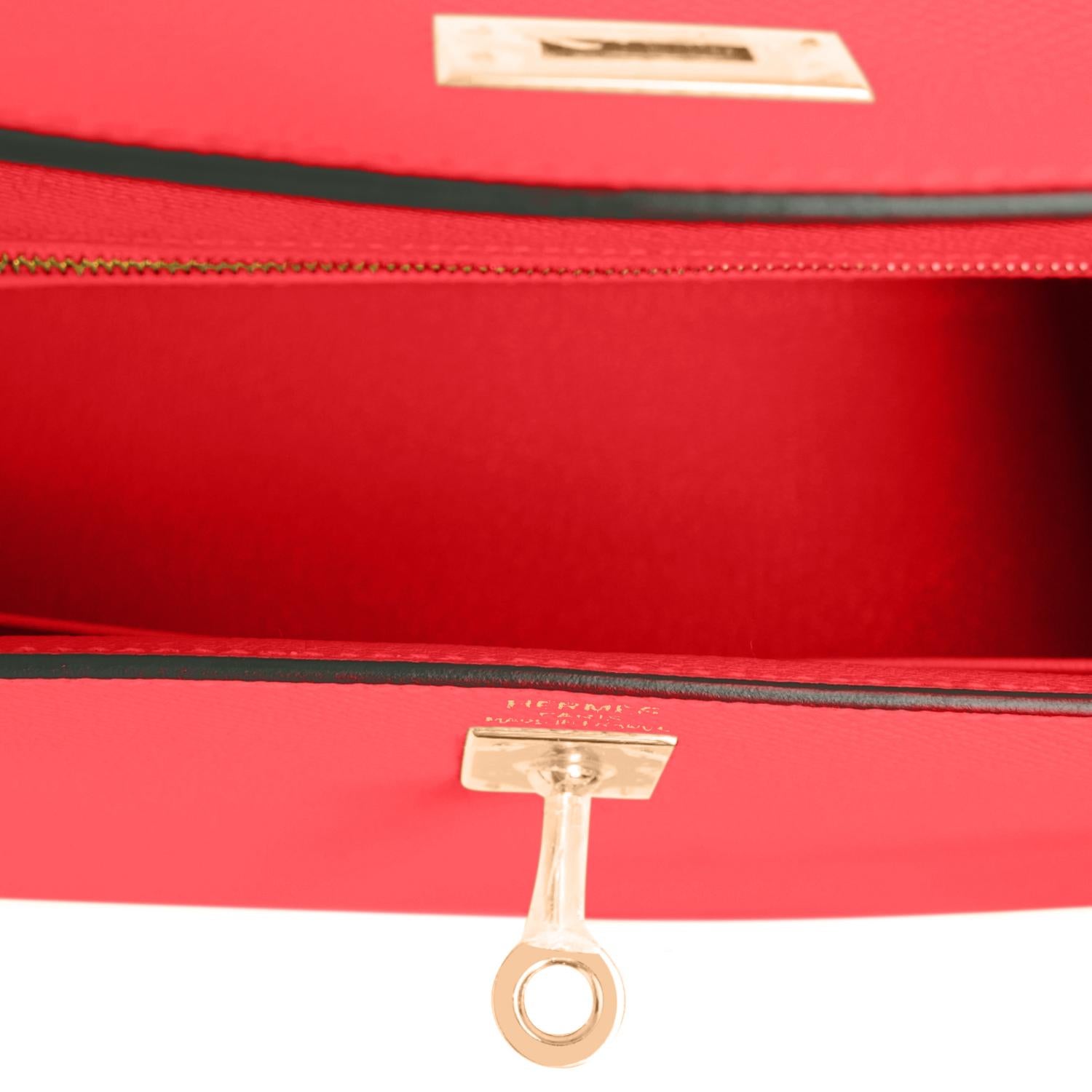 Hermes Kelly 25 Capucine Red Orange Epsom Sellier Bag Gold U Stamp, 2022 1