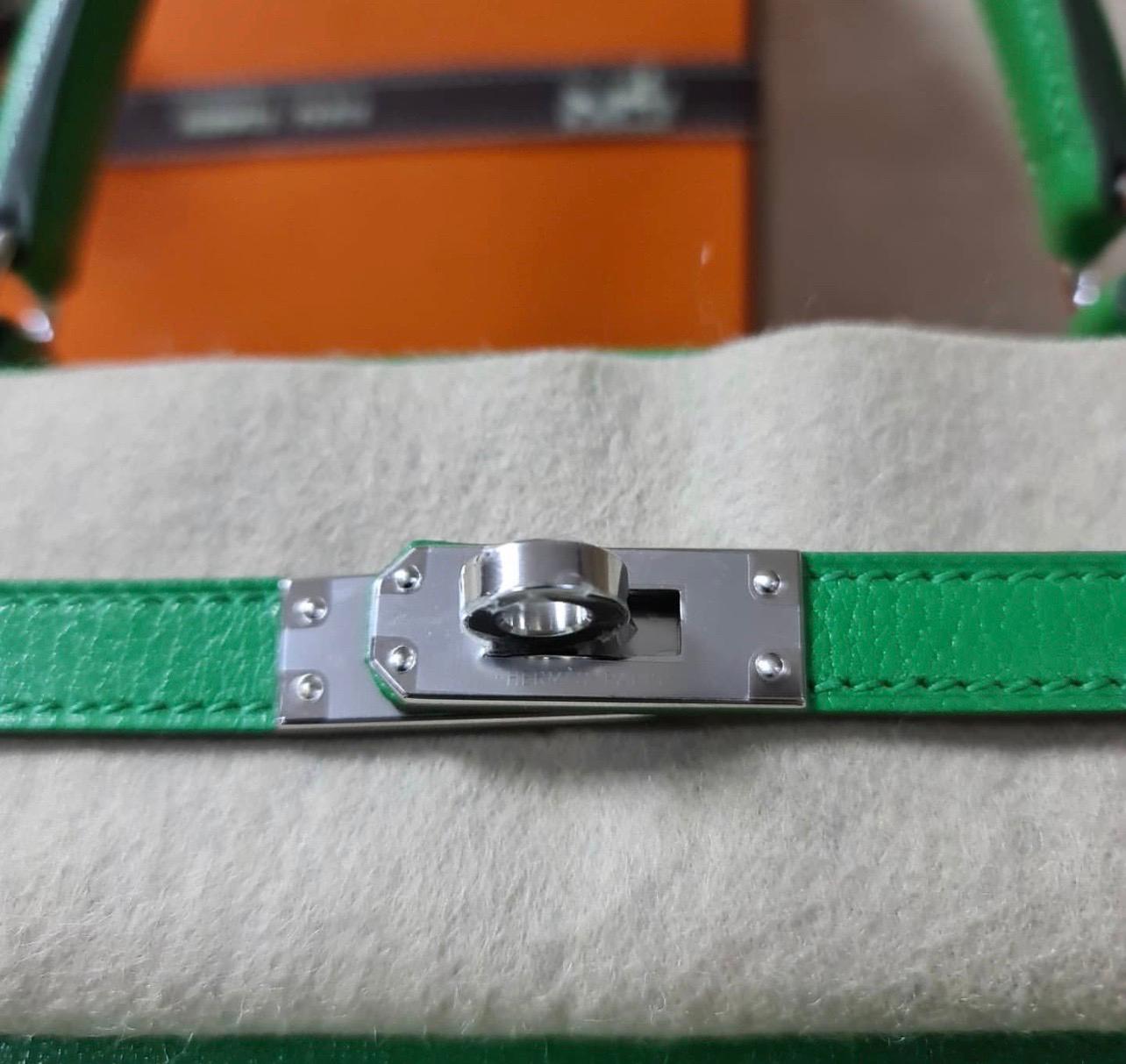 Blue Hermes Kelly 25 Chevre Chamkila Bambou Bag