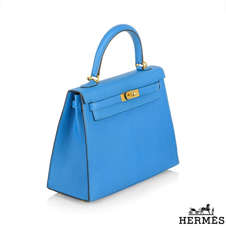 Hermes, Bags, Hermes Kelly 25 Chvre Blue Zanzibar