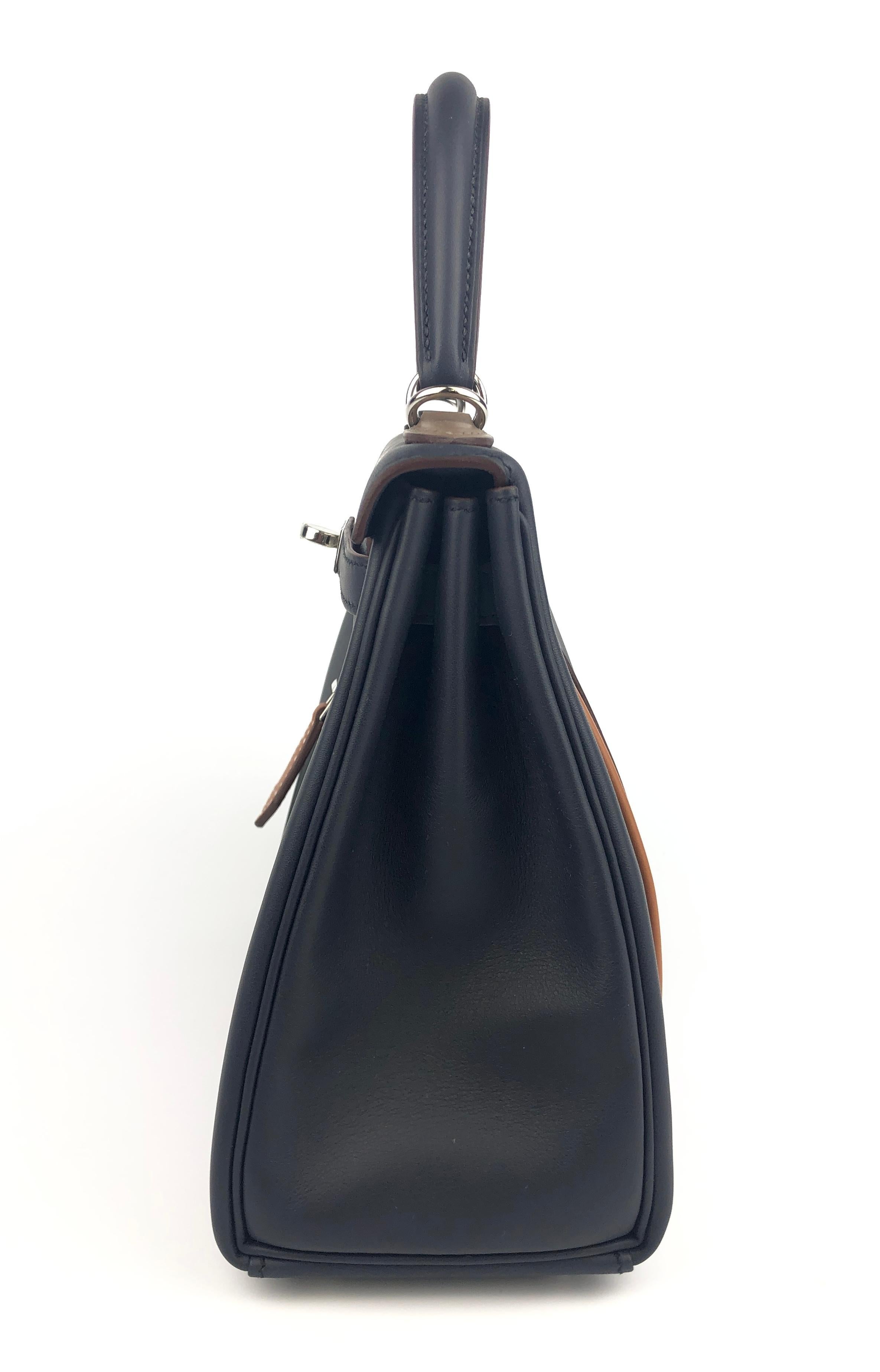 Hermes Kelly 25 Colormatic Blue Black Chai Gold Palladium Hardware NEW LIMITED 4