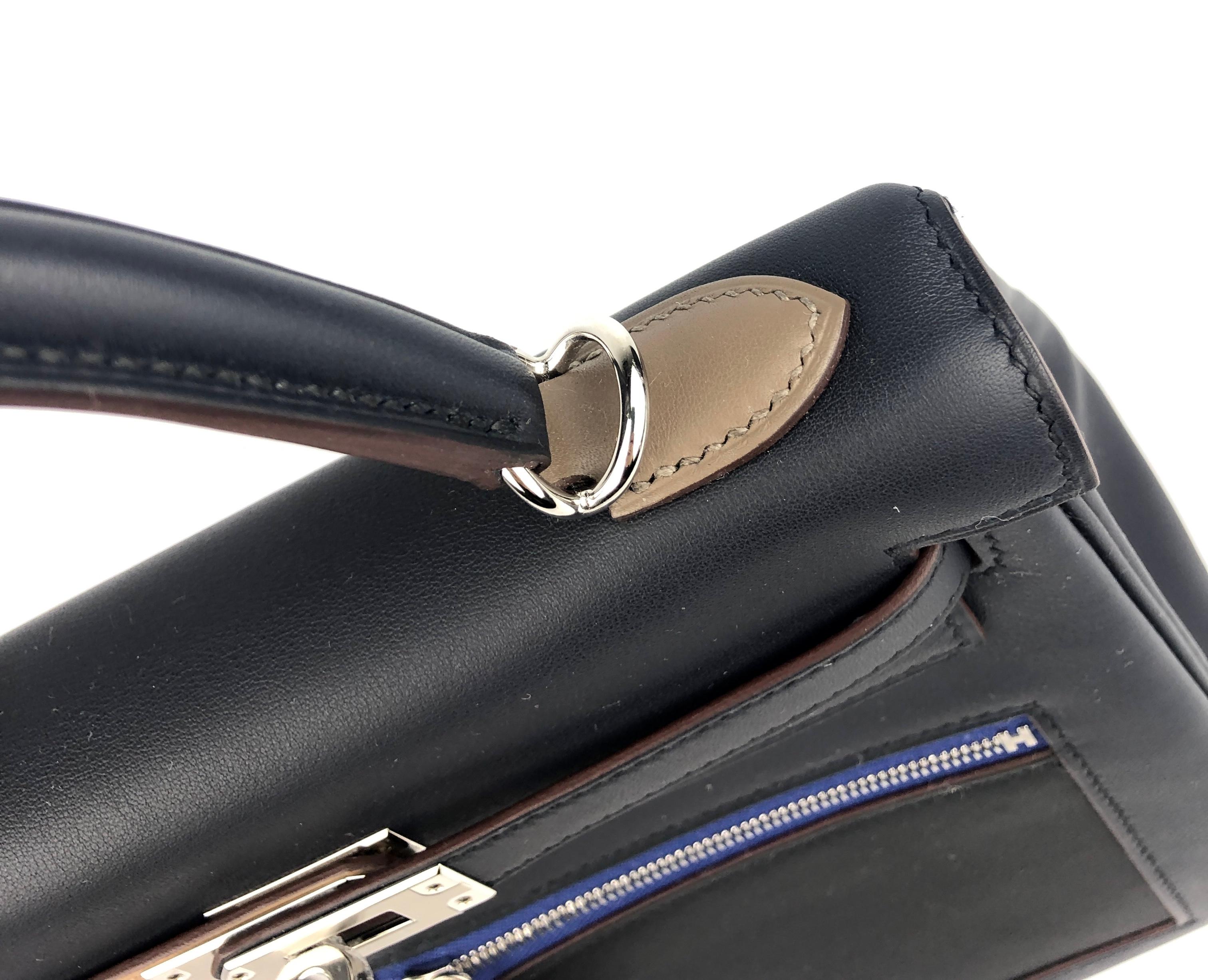 Hermes Kelly 25 Colormatic Blue Black Chai Gold Palladium Hardware NEW LIMITED 1