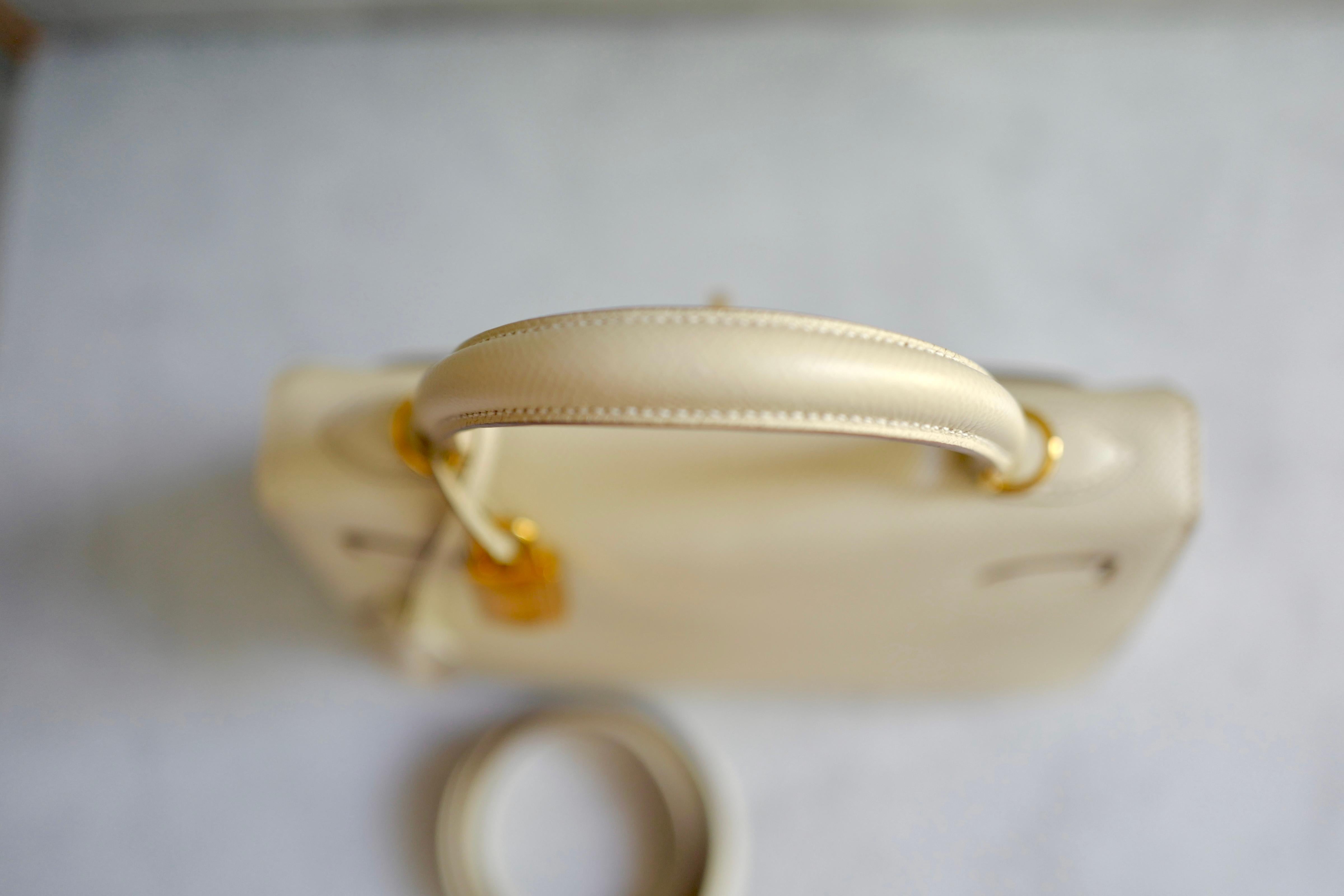 Hermes Kelly 25 Craie epsom sellier Oro Hardware in vendita 8