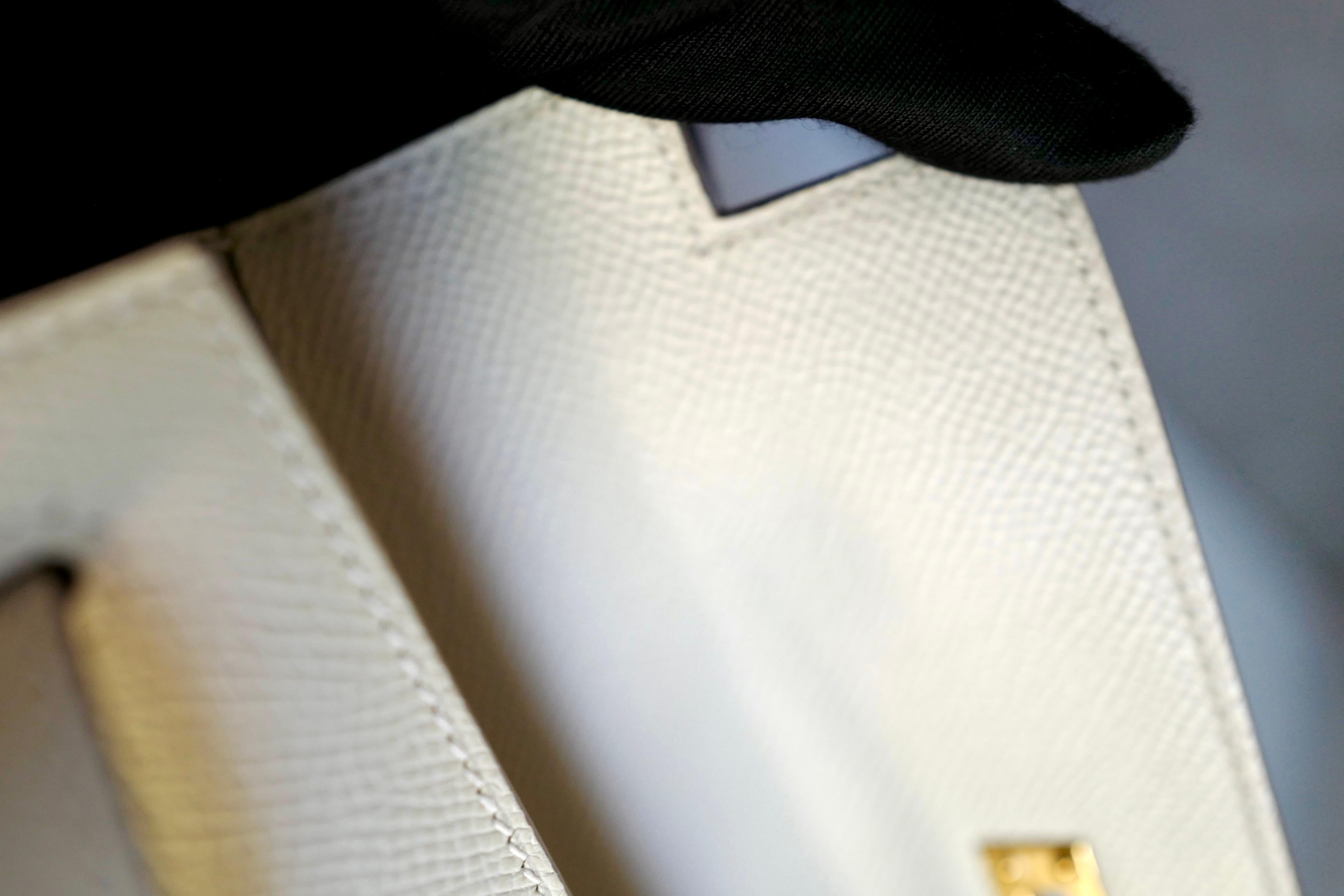Hermes Kelly 25 Craie epsom sellier Oro Hardware in vendita 2