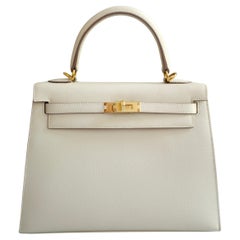 Hermes Kelly 25 Craie epsom sellier Oro Hardware