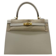 Hermes Kelly 25 Craie GHW