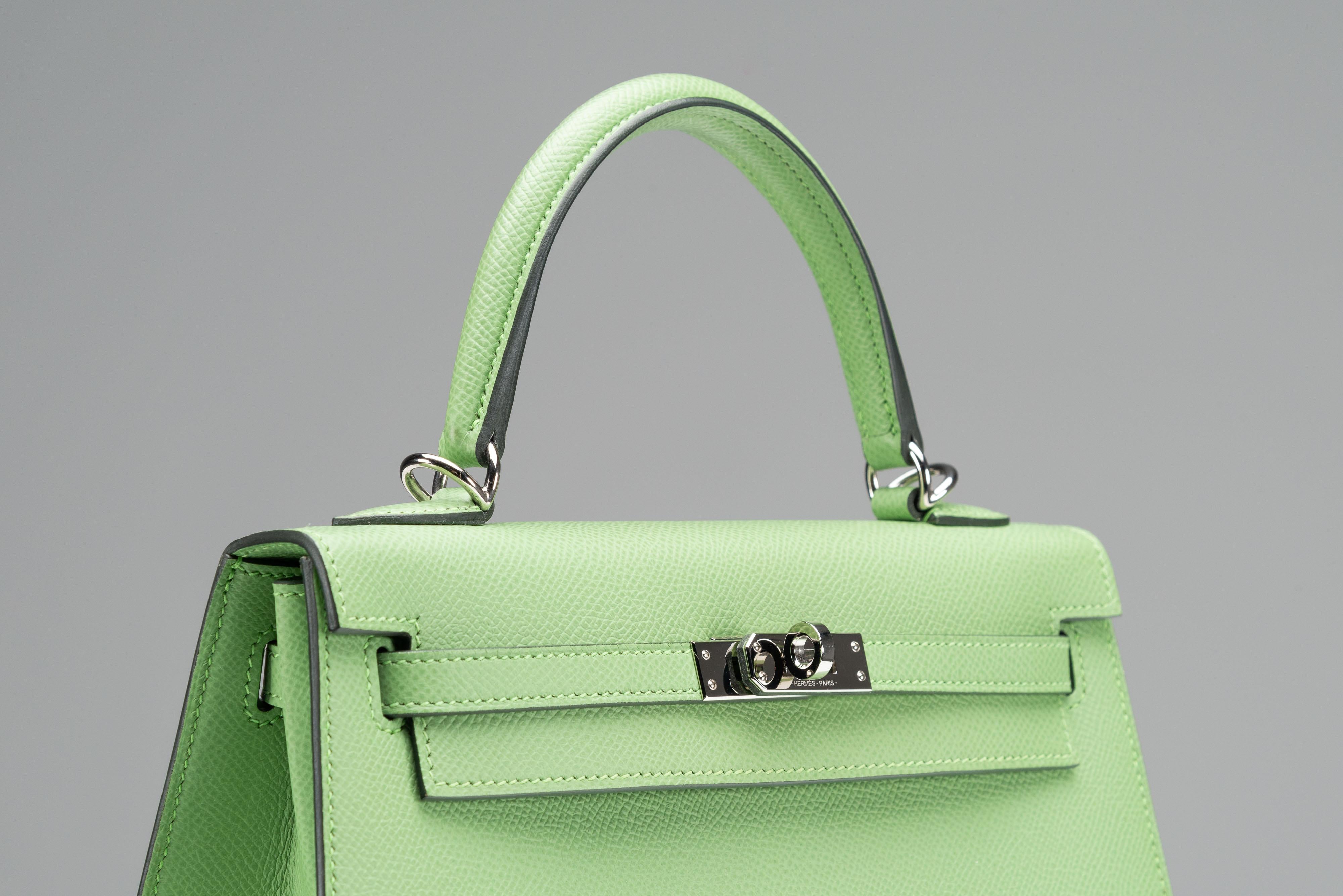 Hermes Kelly 25 Epsom Sellier Vert Criquet Full-Set 12