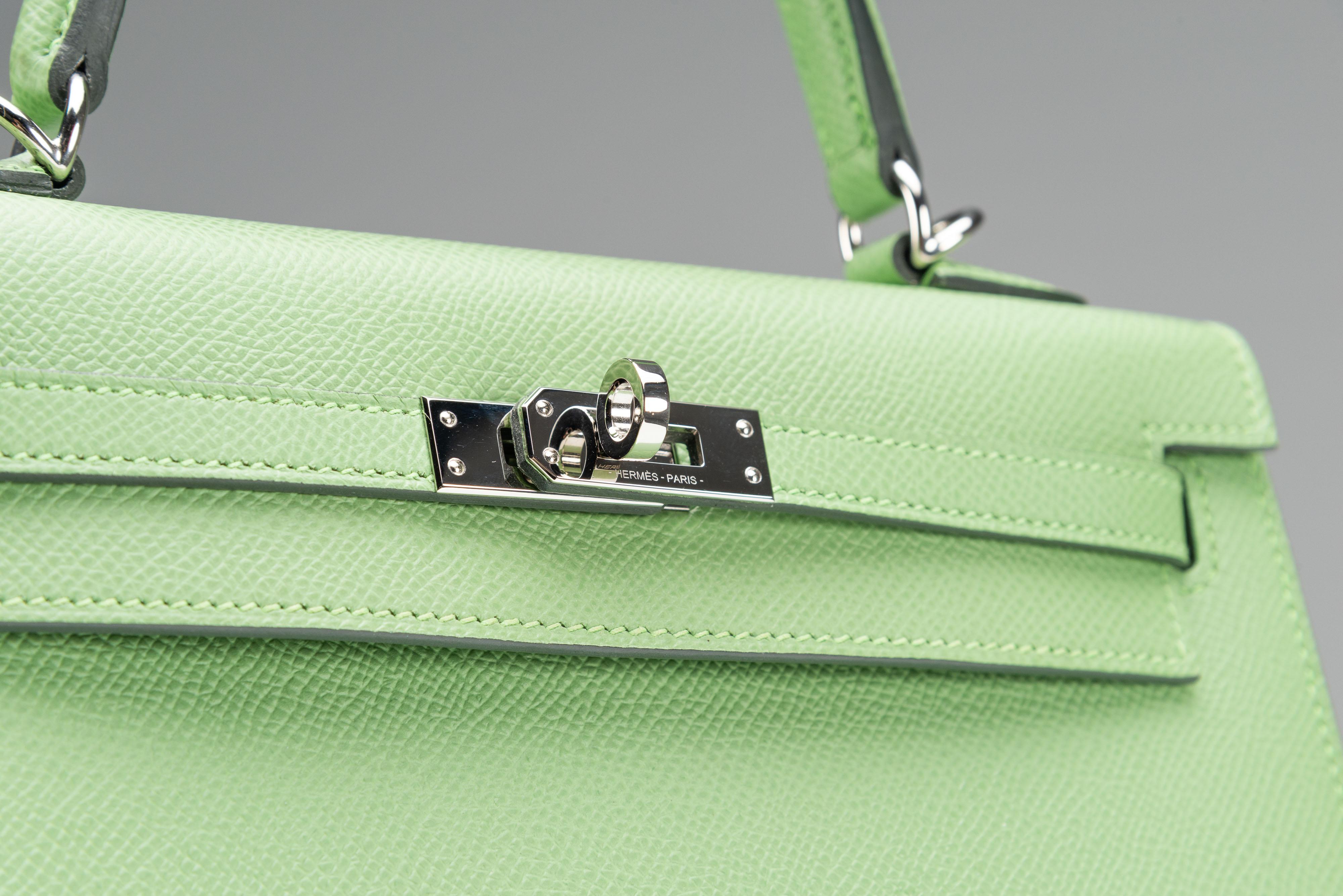 Hermes Kelly 25 Epsom Sellier Vert Criquet Full-Set 13
