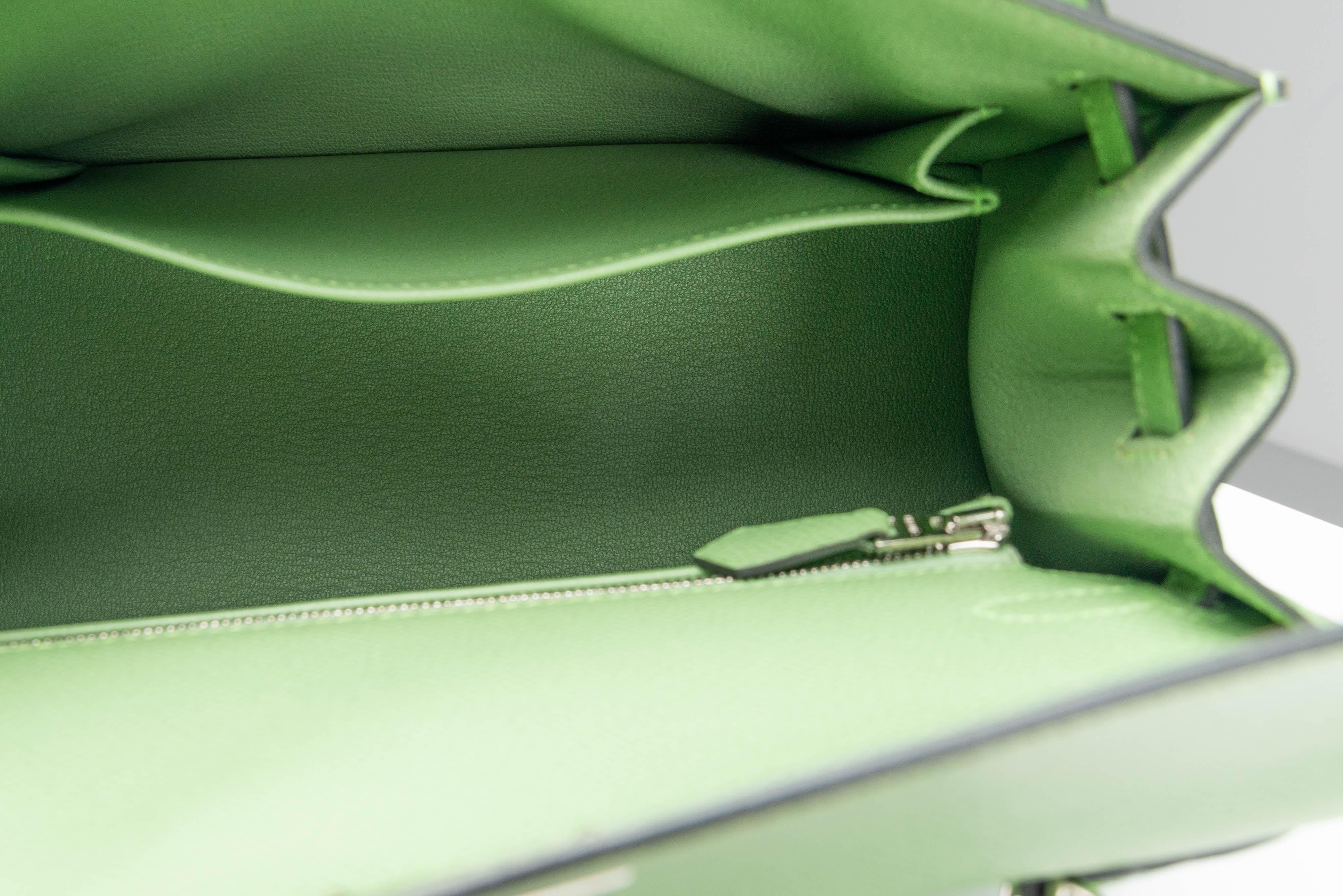 Hermes Kelly 25 Epsom Sellier Vert Criquet Full-Set 15