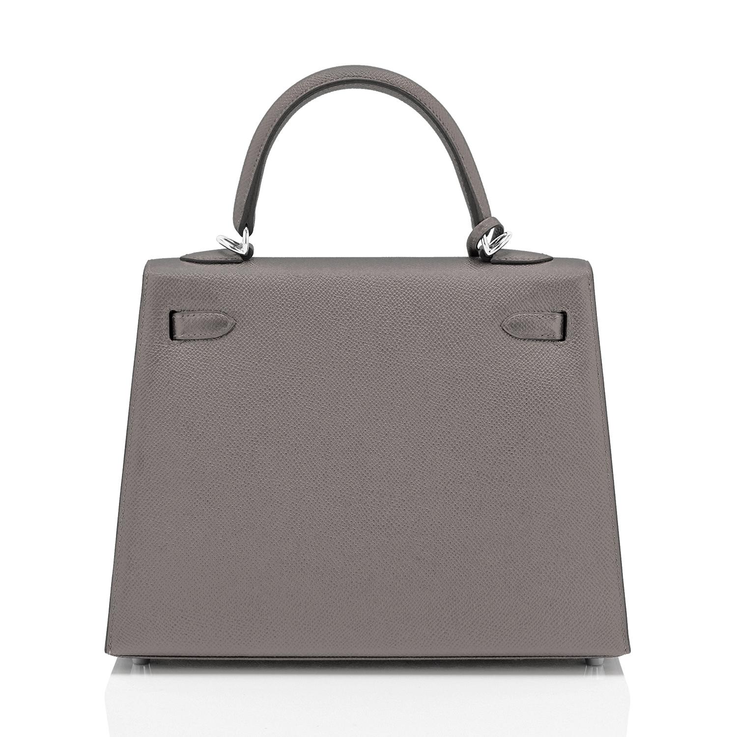 Gray Hermes Kelly 25 Etain Sellier Shoulder Bag Tin Grey