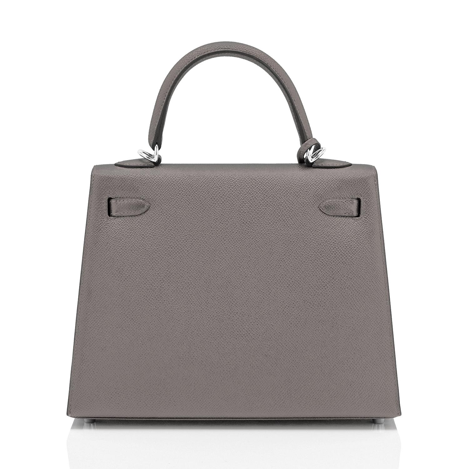 Hermes Kelly 25 Etain Sellier Shoulder Bag Tin Grey Z Stamp, 2021 en vente 1